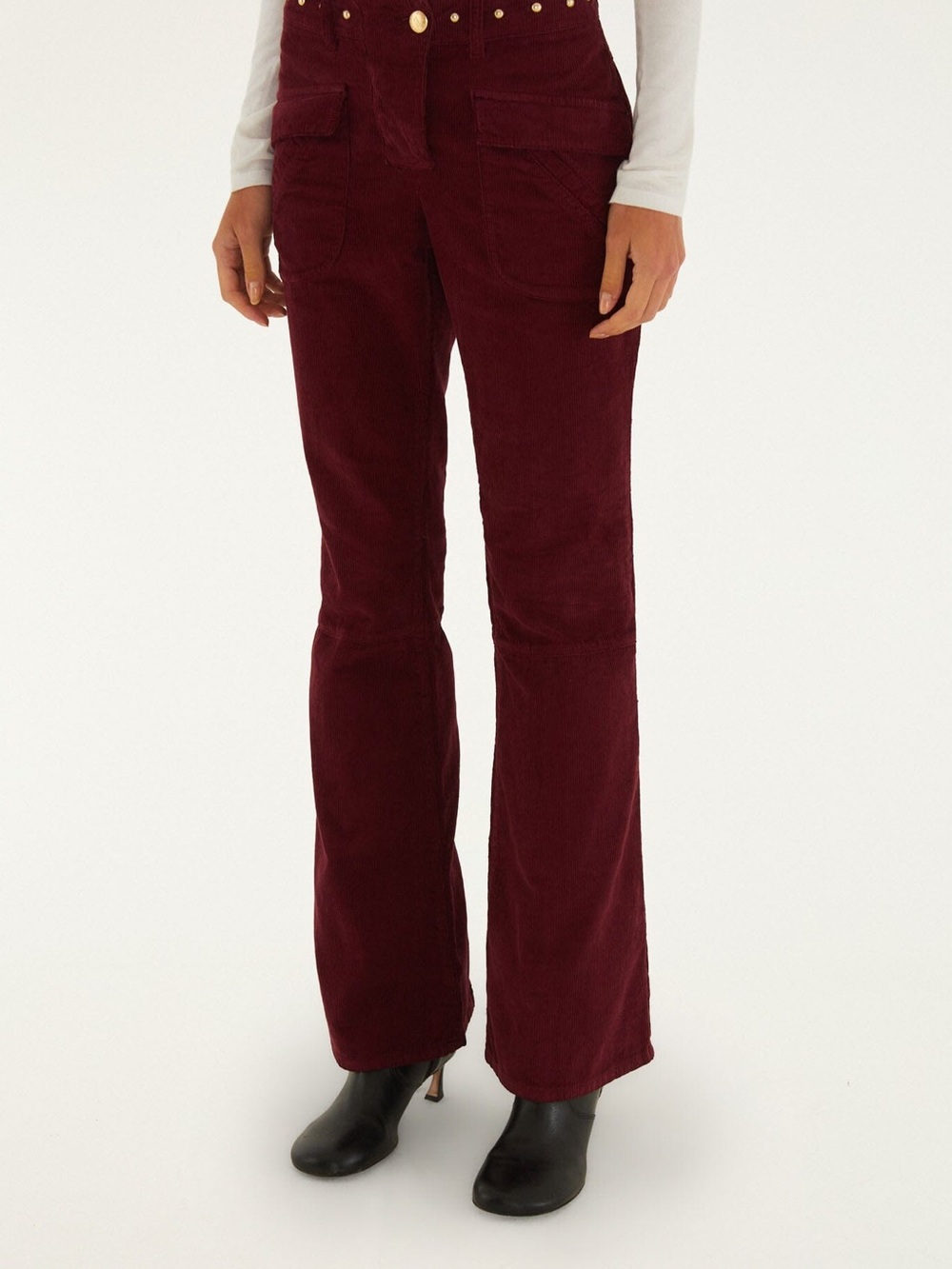 FARM RIO Studded Corduroy Velvet Trousers